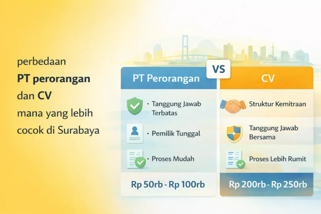perbedaan PT perorangan dan CV mana yang lebih cocok di Surabaya