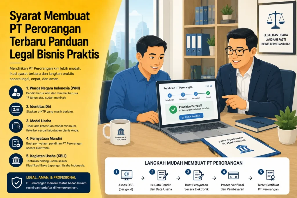 Syarat Membuat PT Perorangan Terbaru untuk bisnis modern