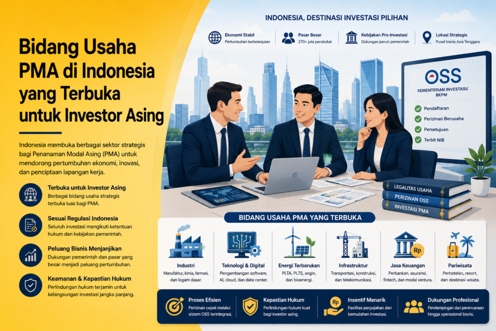 Bidang Usaha PMA di Indonesia untuk investor asing